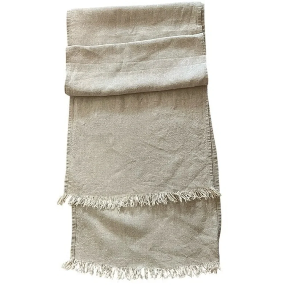 Crate and Barrel “Beckett” 100% Linen Table Runner, Natural, 20”x90”